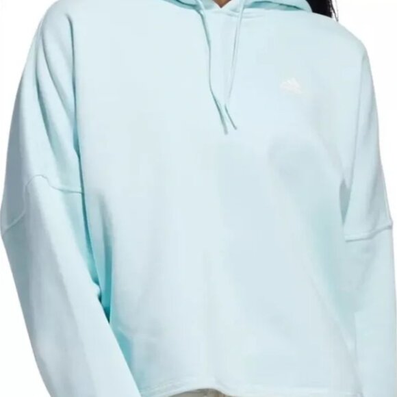 NWT Adidas Womens Cropped Hoodie Size Small Halo Mint - Picture 2 of 3